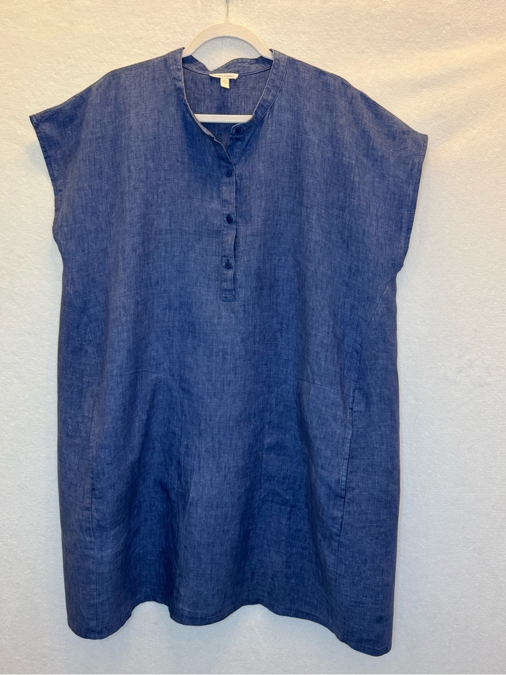 Eileen Fisher Blueberry Washed Organic Linen Delave Dress 2X Lagenlook